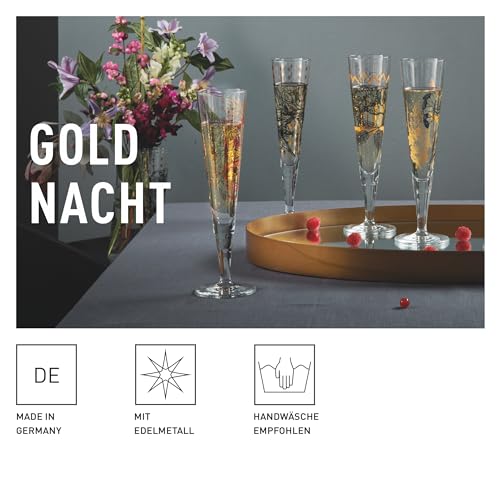 Copa de champán RITZENHOFF cristal de diseño alemán de 200 ml serie Goldnacht n.º 42 5