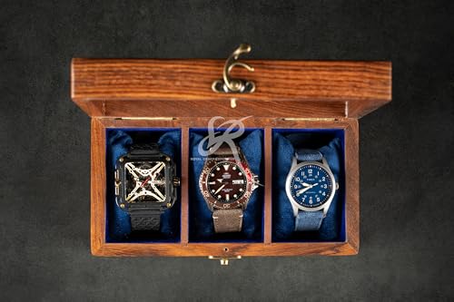 Image of Royal Craft Expertise Watch Box For Men, Wooden watch boxes, Watch case for men, Indian Rosewood Timekeeper box with hinged lid, Timepiece storage Case