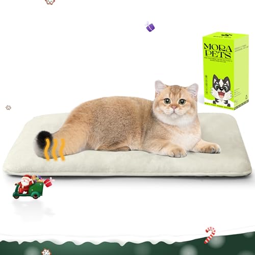 Mora Pets Self Warming Cat Bed Dog Crate Mat with Removable Washable Cover Anti-Slip Bottom Waterproof Dog Bed Memory Foam Pet Sleeping Mattress for Large Medium Small Dogs Beige 22 Inch