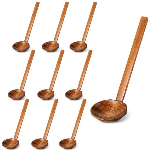 10 Pcs Wooden Ramen Spoons, 9 Inch Long Handle