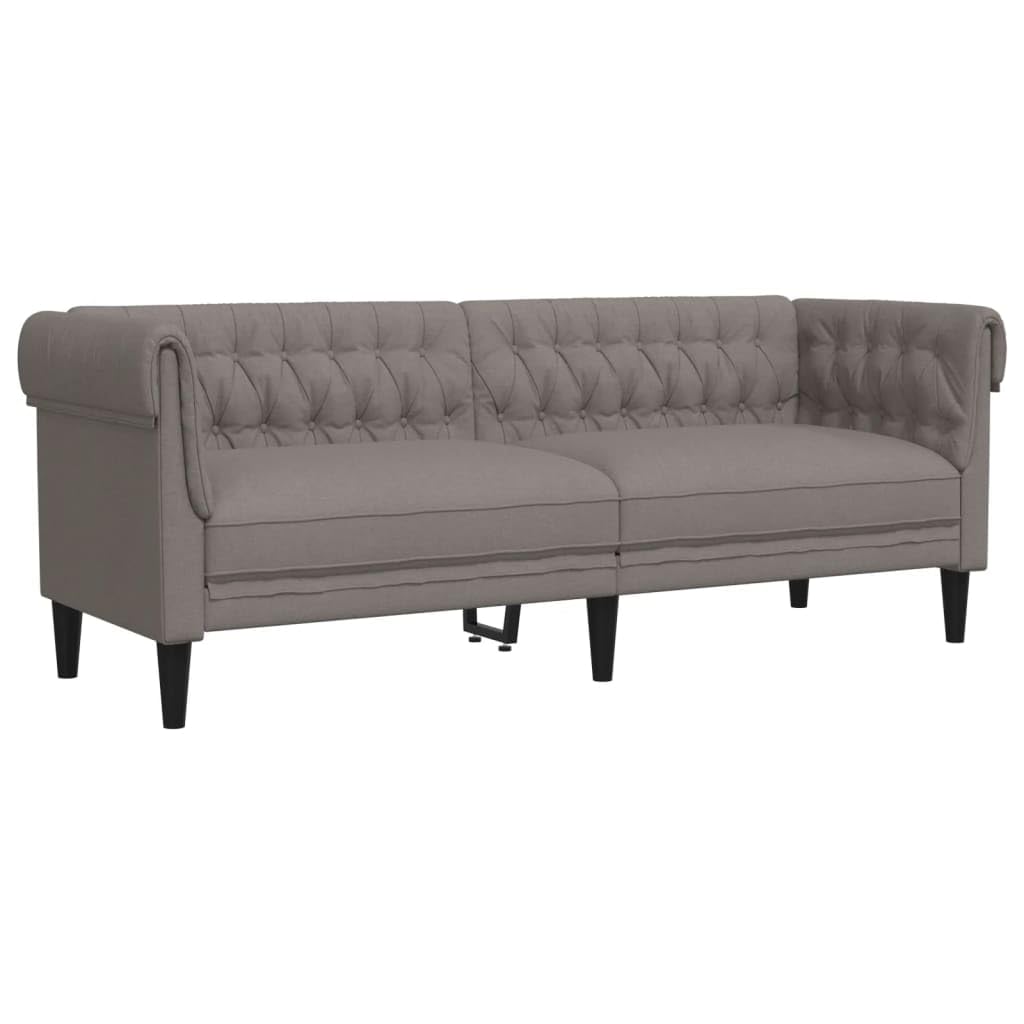 Chesterfield-Sofa 3-Sitzer Taupe Stoff Polstersofa mit Stützbeinen, Loungesofa Designsofa für Wohnzimmer, Couch Wohnzimmersofa