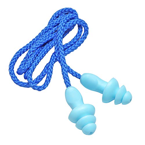 Image of 25 Pairs Corded Ear Plugs Soft Silicone Reusable Earplugs Noise Cancelling for Hearing Protection, Sleeping (Blue)