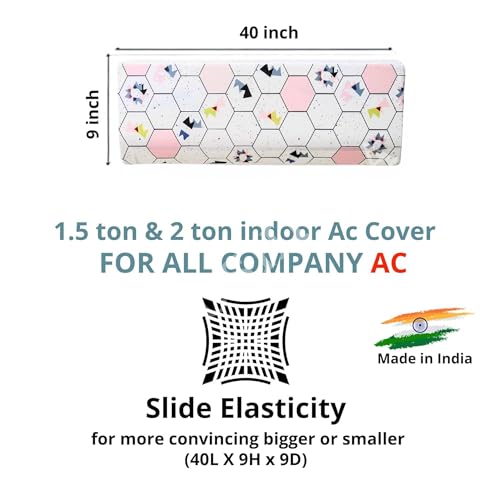 Image of Printed Split Ac Cover Combo Indoor Unit For 1.5 Ton Capacity AC, Inner Unit Ac Cover, All Weather Cover /Attractive Digital Prints /Dustproof /Water Resistant (Mountain & Hexagon)