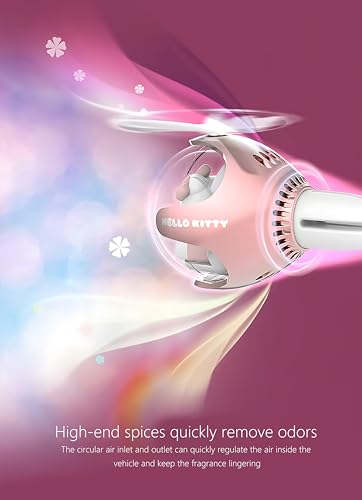 Image of Kitty Car Air Freshener, Cute Pink Cat Pilot Air Vent Clip Interior Accessory, with 6 Color Changes, Rotating Propeller Car Air Outlet Fan, Creative Cartoon Car Air Freshener