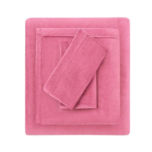 Image of Viviland Plush Microfleece King Bed Sheet Set, Hot Pink