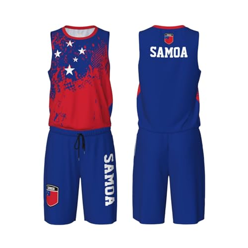 Samoa Flag Grain (2) Basketball Jersey Uniform Suit for Men Adults Training Athletic Set