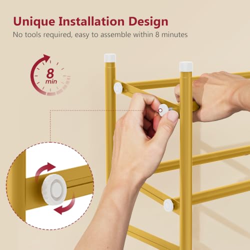 Image of Tajsoon Expandable Shoe Rack for Closet 5 Tier, 28 inch-41 inchStackable, Gold