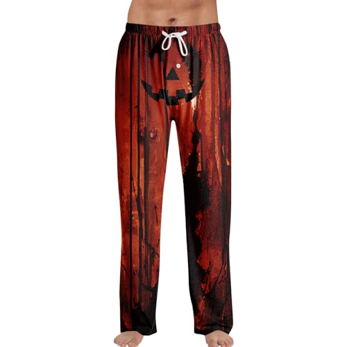 DuDubaby Halloween Pj Pants Men Pajama Drawstring Sleep Night Pants Men's Sleepwear Lounge Pajama Bottoms Stylish Multiple