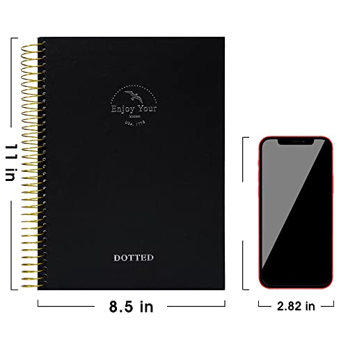 Flying Eagle Spiral Dot Grid Notebook Journal 8.5 X 11 Large Dotted Paper Notebook 210 Pages Hardcover Spiral Notebook For Men Women, Black #TOP3
