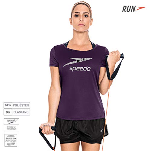 Speedo Running Graphic Camiseta de Manga Curta, Feminino, Roxo, G