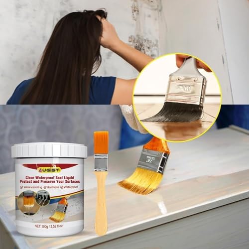 Image of 600gm Transparent Waterproofing Glue with Brush for Roof Leakage, Crack Seal Water Leakage Solution Indoor Outdoor, Waterproof Adhesive Sealant for Bathroom Pipe Wall Tile Window (600 GM)