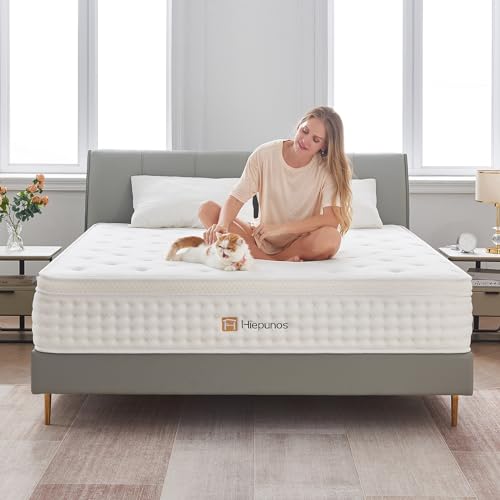 Hiepunos Matelas 180x200 cm, Épaisseur 26cm, Hybride Matelas, Matelas à Ressorts Ensachés et à Mémoire de Forme, H3 Moyenne Ferme, 7 Zones de Confort,...