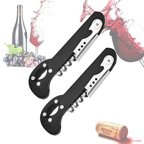 2 Pièces Tire Bouchon Ensemble Ouvre Vin Acier Inoxydable Ouvre-Bouteilles Vin Compris Le Ouvre-Vin avec Décapsuleur et Coupe-Capsule, pour Vin, Champagne, Mousseux, etc,Style2