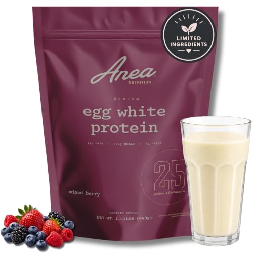 Image of Anea Protein Powder, Egg White Protein Powder, Complete Amino Acids, Egg Whites, No Artificial Sweeteners, Gluten Free, Dairy Free, Soy Free, Mixed Berry Flavor, Informed Choice Certified, 20 Servings