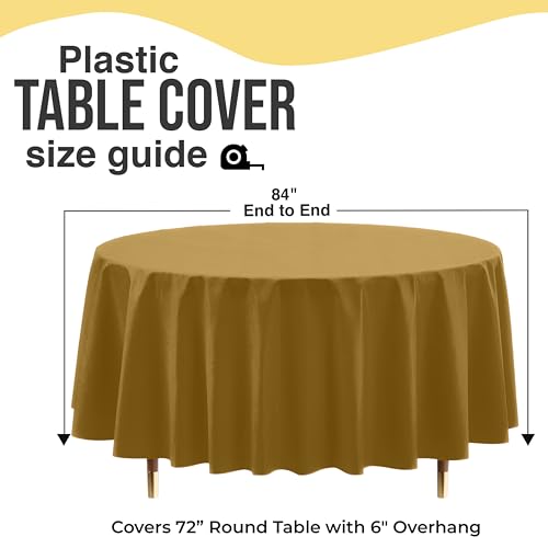 Image of Exquisite Gold Round Tablecloth 84 inch - 48 Pack