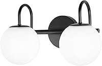 Vista 11 de Moderna lámpara de tocador de baño, accesorios de iluminación, níquel cepillado, 2 luces con pantalla de vidrio globo blanco leche, aplique de pared