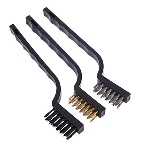 Shrinika 3pcs/set Plastic Handle Wire Brush Stainless Steel Brass Wire
