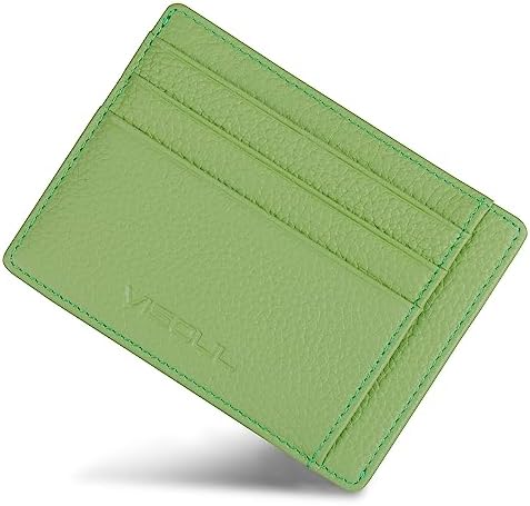VISOUL Slim Credit Card Holder for Women RFID Blocking, Womens Small Leather Wallet with Zipper Coin Pocket (Green)