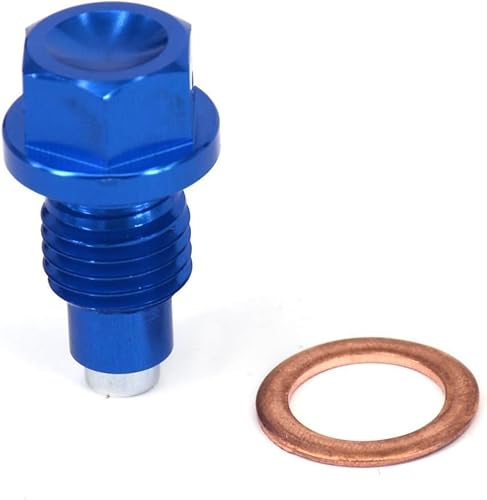 BIUGERCN Motorrad M10 x 1,25 Magnetische Ölablassschraube mit rotem Kupfer zerkleinerte Unterlegscheibe CNC für YZ125 YZ250F YZ450F DRZ400 YZ125X YZ250FX YZ450FX WR250F DRZ400E Blau