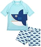 Dilon Toddler Baby Boys Swimsuit Shark Bathing Suits Set-Two Piece Short Sleeve Rashguard Swimwear &
