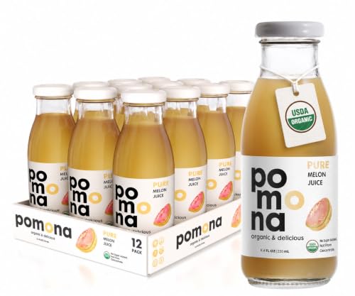 Pomona Organic Juices Pure Melon Juice, Cold Pressed Organic Juice, Non-GMO, No Sugar Added, Not from Concentrate, Gluten Free, Kosher Certified, Preservative Free, 8.4 Ounce (Pack of 12)