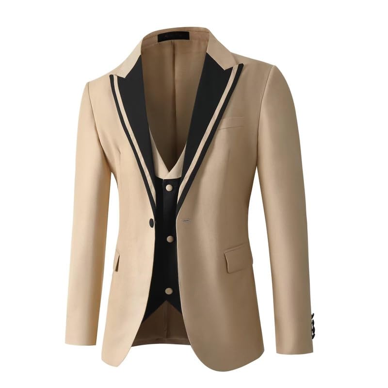 Men Suits Slim Fit,3 Piece Suit Men One Button Wedding Tuxedos Formal Prom Party Blazer Vest Pants4