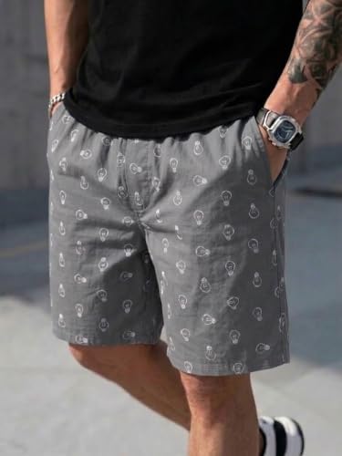 Image of Men's Cotton Casual Shorts |Striped Half Pants for Men |Comfortable | Elastic Waist with Drawstring | Lightweight & Comfortable for Beach Vacations, Casual Daily Outings & Sleepwear Bermuda Shorts