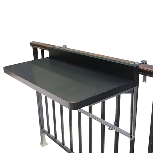 Tavolo da balcone regolabile in metallo, pieghevole, resistente, per piccoli spazi, ideale per appartamenti, terrazze e piscine (nero, 100 cm)
