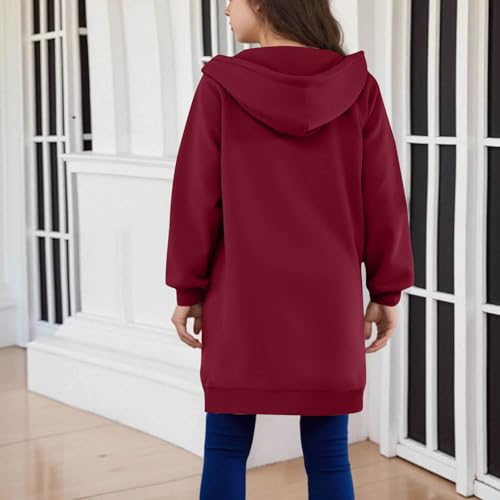 Girls Zip up Hoodies Long Tunic Sweatshirt with Pockets Casual Fleece Lined Hooded Top Oversized Fall Hoodie Jacket3