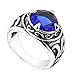 Homxi Bagues Gothiques Homme,Bague Pierre Bleu Rond Bague pour Homme Acier Inoxydable Bleu Alliance Homme Taille 70