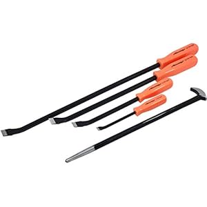 Neilsen CT0239 Pry Set with Orange Handles Includes Roll Head Bar – Black (5-Piece)