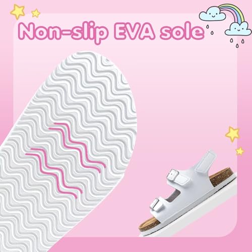 Image of Torotto Toddler Kids Sandals Boys Girls Cork Footbed Sandals with Adjustable Buckle Casual Slides Open Toes Flat