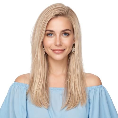 Image of KKU 5x5 Lace Front Human Hair Wig, Double Breathable Lace with Skin-Friendly Silk Base and Non-Slip Silicone Grips, Middle or Parted Natural Hairline Wigs for Women (16 Inch, Ash Blonde)