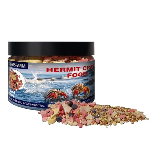 JADINGSFARM Fruity Buffet Blend Diet 4.4 oz Food for Hermit Crabs All Natural Hermit Crab Food Hermit Crab Treats High Protein & Nutrient Blend Diet of Oats Blueberries Strawberry Banana Sprouted Seeds Mix for Hermit Crabs.