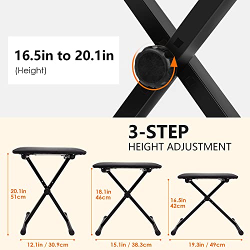 LETSROCK Banc de piano – Banc de clavier rembourré réglable – Tabouret pliable – Siège pliable imperméable et antidérapant – Noir - Les Beatles, Paul McCartney, John Lennon, RIngo Starr, George Harrison LETSROCK Banc de piano - Banc de clavier rembourré réglable - Tabouret pliable - Siège pliable imperméable et antidérapant - Noir – Image 4