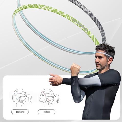 ROCKBROS Headband Sports Sweatband Hair Band 6 Pieces 50-76 cm Elastic Non-Slip Thin Headbands Women & Men for Yoga Cycling Fitness Jogging - Image 3