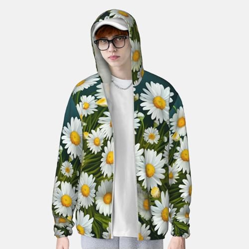 Men's Sun Protection Shirts Floral Flowers Daisies Long Sleeve Sun Shirt for Fishing Running Hiking Swim3