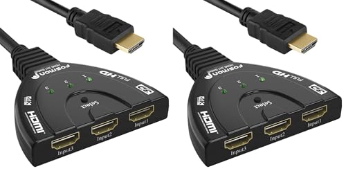 Image of Fosmon 4K HDMI Switch, 3 Port HDMI Switcher with Pigtail Cable, Supports 30Hz, HDCP, Ultra HD for HDTV, PS5, Xbox, Fire Stick (Pack of 2)