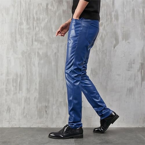 Men's Leather Pants Skinny Fit Stretch Pu Leather Trousers Fashion Party Slim Streetwear Clubwear Casual Pants4