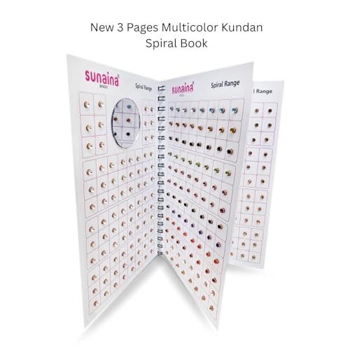 Image of Sunaina New 3 Pages Multicolor Spiral Forehead Sticker Bindi with Shine Stone Silver, Multicolor or Golden for Women & Girls (Stone Bindi Book - 372)