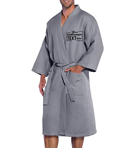 TEEAMORE Personalized Embroidered Waffle Kimono Robes Anniversary Wedding Honeymoon Spa Bathrobe