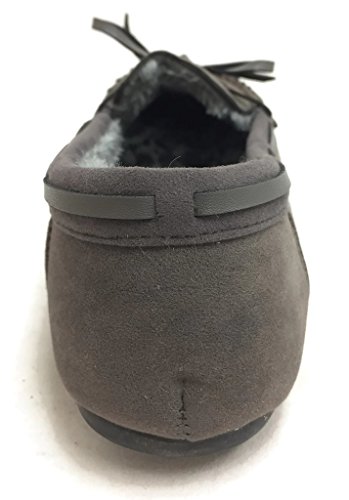 Blueberry Womens Faux Soft Suede Fur Lined Moccasin House Slippers (Moccasin-21) Grey, 7