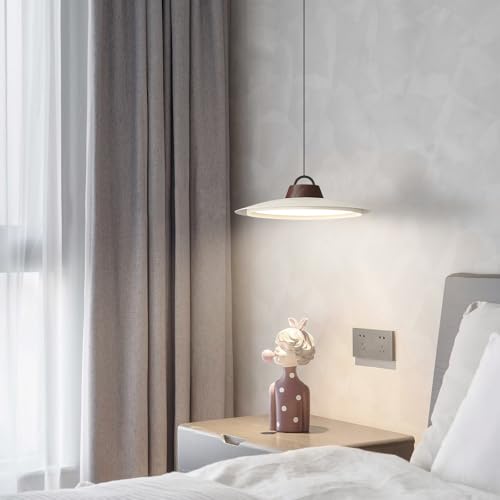 Image of BOKT Large Led Pendant Lights Kitchen Island Unique Adjustable Pendant Lamp Industrial White Light Fixture with Dome Lampshade for Bathroom Bedroom Hallway