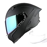 1Storm Motorcycle Full Face Helmet for Adults Men and Women Street Bike Racing Helmet DOT Approved with one Extra Clear Shield: KT828 Matt Black