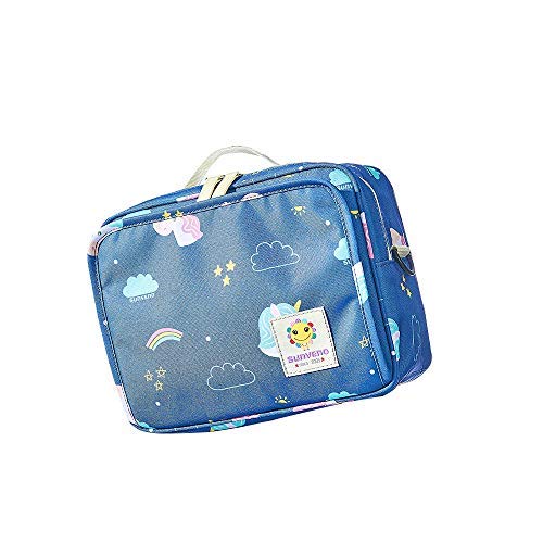 Sac à Langer à Couches Etanche - SUNVENO Mini Fourre-tout et Sac Bandoulière 2 in 1 pour Bébé Couches pour le Shopping et Voyage, avec Petites Poches de Rangement Divisées, L, Bleu