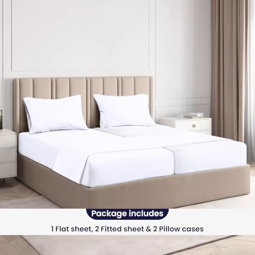 Image of SGI Split King Size Egyptian Cotton 5 Piece Sheet Set - Premium Hotel Luxury Bed Sheets, Breathable & Cooling, Deep Pocket Easy-Fit, Ultra Soft, White