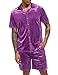 LecGee Mens Sets 2 Piece Outfits Casual Beach Shirts Velvet Shorts Sets Blue Summer Fashion Velour Tracksuit(LPU,3XL)