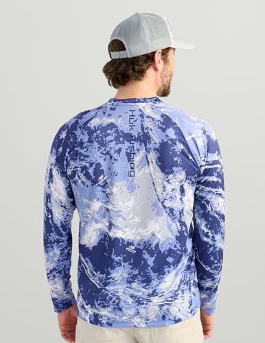HUK Men's Pursuit Pattern Crew Long Sleeve, Performance Shirt4