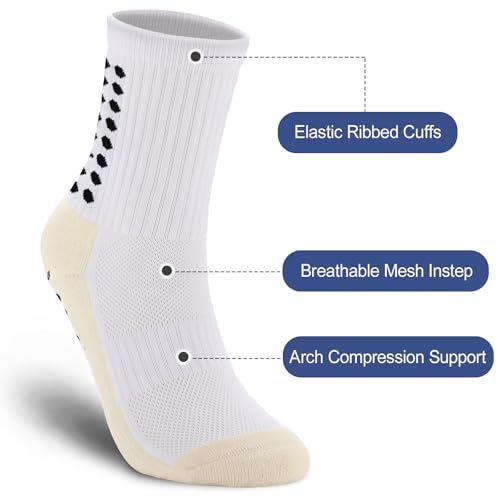 Ultrafun 5 Pairs Kids Youth Grip Soccer Socks Cushioned Non Slip Football Athletic Sports Socks2