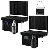 DUMOS Stadium Seats 2 Pack with Back Support, Bleacher Chairs with 3.15 Inch Thick Padded Cushion, Wide Portable Folding Seat for Sports Events, Concerts, Outdoor Activities, Black